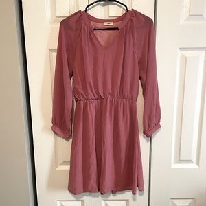 Maybe pink quarter sleeve chiffon dress